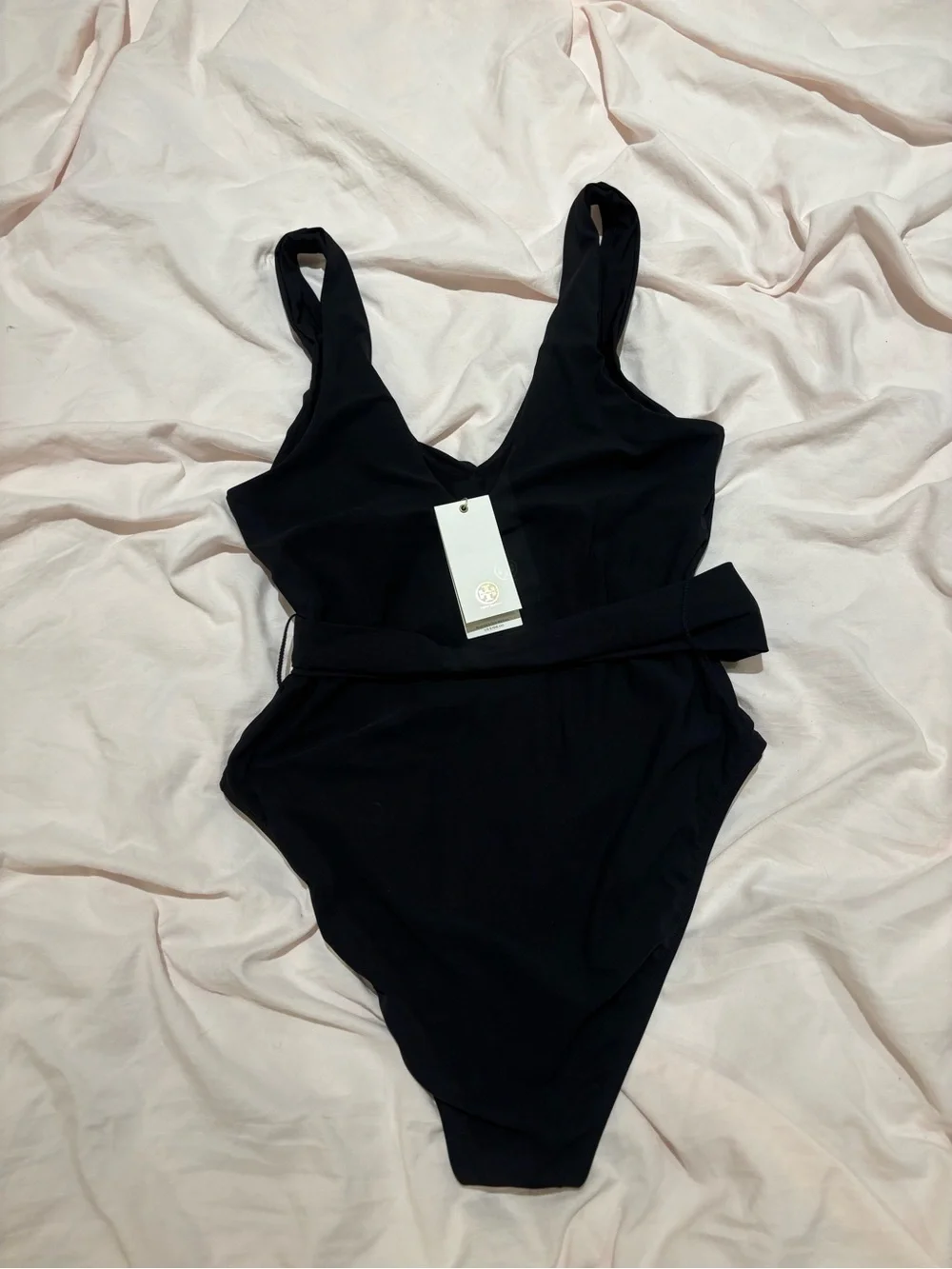 NWT Black One-Piece Swimsuit with Gold Buckle